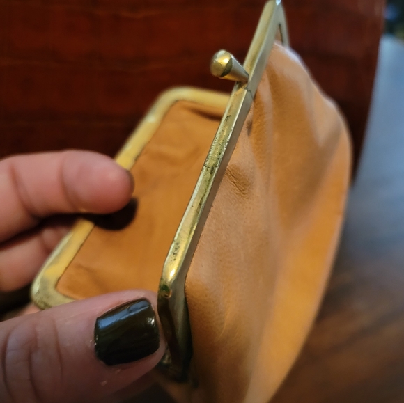 VINTAGE 1950s Industria Argentina Caiman Alligator Leather Purse Cognac Brown - Picture 16 of 17